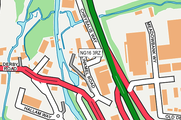 NG16 3RZ map - OS OpenMap – Local (Ordnance Survey)