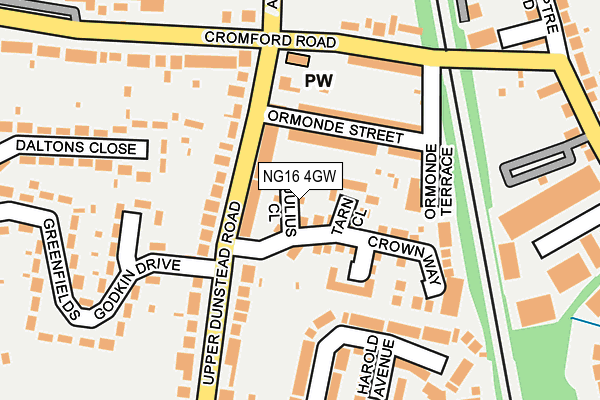 NG16 4GW map - OS OpenMap – Local (Ordnance Survey)