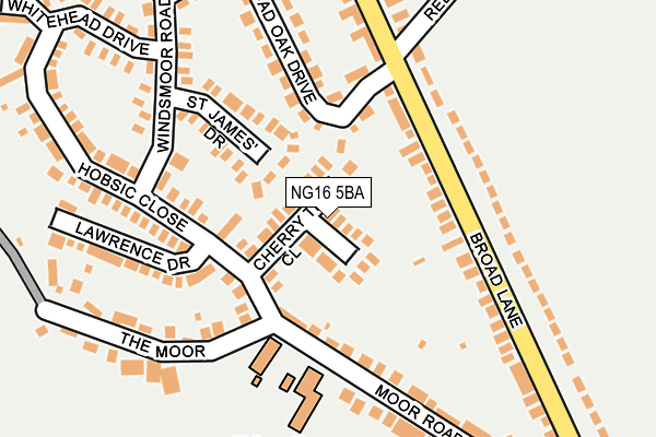 NG16 5BA map - OS OpenMap – Local (Ordnance Survey)