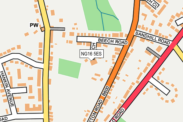 NG16 5ES map - OS OpenMap – Local (Ordnance Survey)