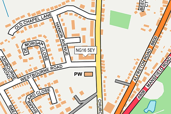 NG16 5EY map - OS OpenMap – Local (Ordnance Survey)