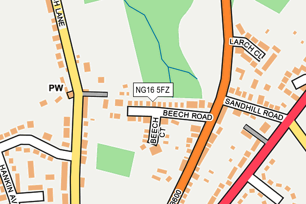 NG16 5FZ map - OS OpenMap – Local (Ordnance Survey)