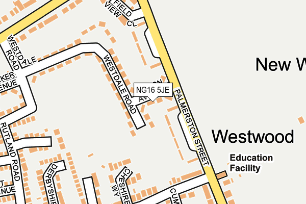 NG16 5JE map - OS OpenMap – Local (Ordnance Survey)