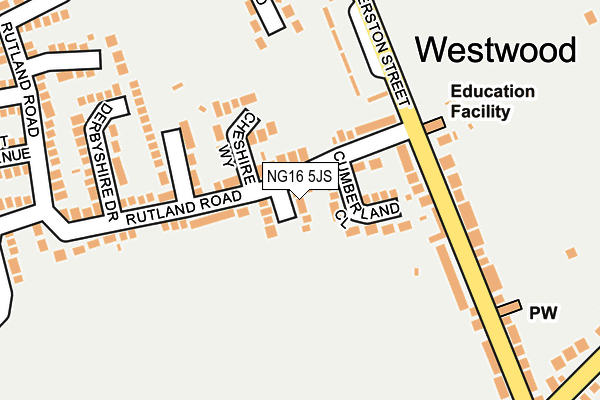 NG16 5JS map - OS OpenMap – Local (Ordnance Survey)