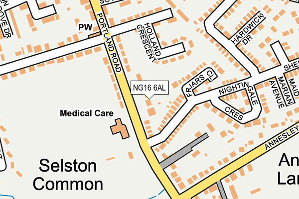 NG16 6AL map - OS OpenMap – Local (Ordnance Survey)