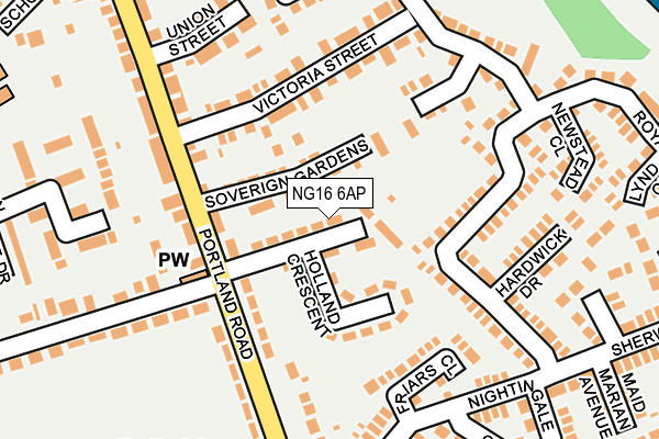 NG16 6AP map - OS OpenMap – Local (Ordnance Survey)