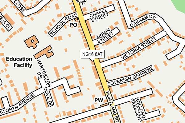 NG16 6AT map - OS OpenMap – Local (Ordnance Survey)
