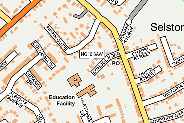 NG16 6AW map - OS OpenMap – Local (Ordnance Survey)