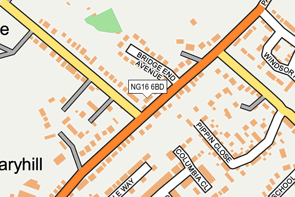 NG16 6BD map - OS OpenMap – Local (Ordnance Survey)