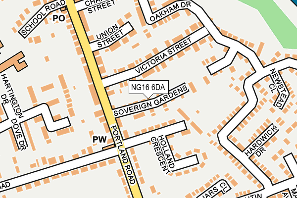NG16 6DA map - OS OpenMap – Local (Ordnance Survey)