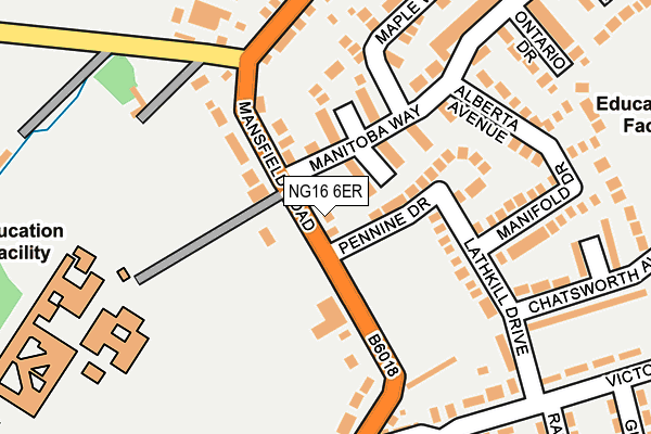 NG16 6ER map - OS OpenMap – Local (Ordnance Survey)