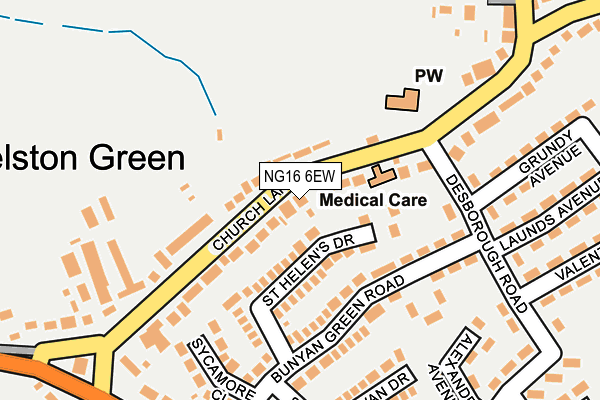 NG16 6EW map - OS OpenMap – Local (Ordnance Survey)