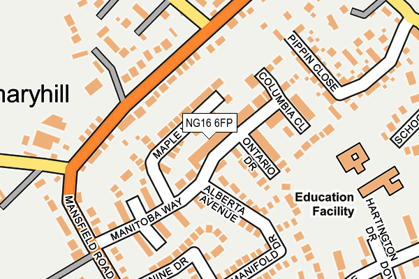 NG16 6FP map - OS OpenMap – Local (Ordnance Survey)