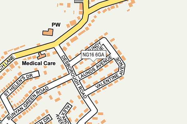 NG16 6GA map - OS OpenMap – Local (Ordnance Survey)