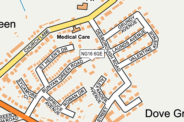 NG16 6GE map - OS OpenMap – Local (Ordnance Survey)