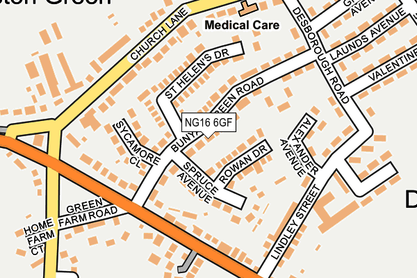 NG16 6GF map - OS OpenMap – Local (Ordnance Survey)