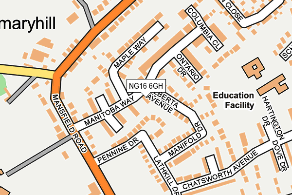 NG16 6GH map - OS OpenMap – Local (Ordnance Survey)