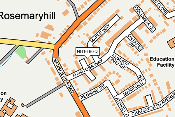 NG16 6GQ map - OS OpenMap – Local (Ordnance Survey)