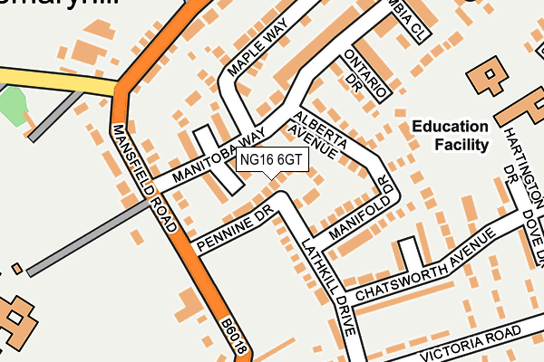 NG16 6GT map - OS OpenMap – Local (Ordnance Survey)