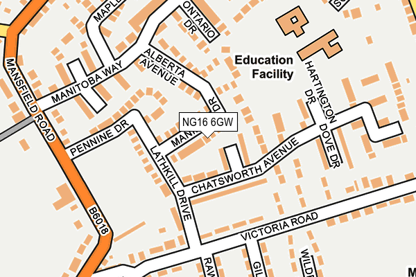 NG16 6GW map - OS OpenMap – Local (Ordnance Survey)