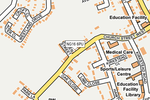 NG16 6PU map - OS OpenMap – Local (Ordnance Survey)