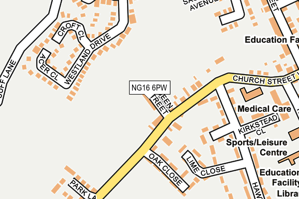 NG16 6PW map - OS OpenMap – Local (Ordnance Survey)