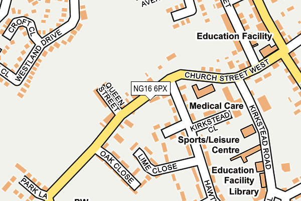 NG16 6PX map - OS OpenMap – Local (Ordnance Survey)