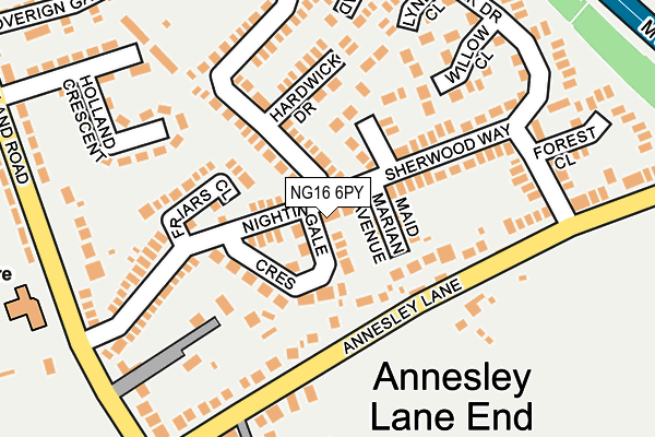 NG16 6PY map - OS OpenMap – Local (Ordnance Survey)