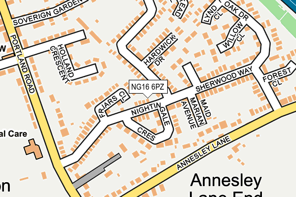 NG16 6PZ map - OS OpenMap – Local (Ordnance Survey)