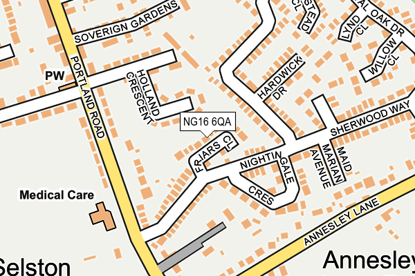 NG16 6QA map - OS OpenMap – Local (Ordnance Survey)