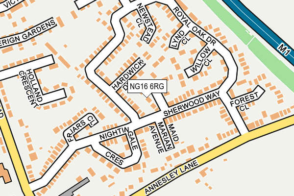NG16 6RG map - OS OpenMap – Local (Ordnance Survey)