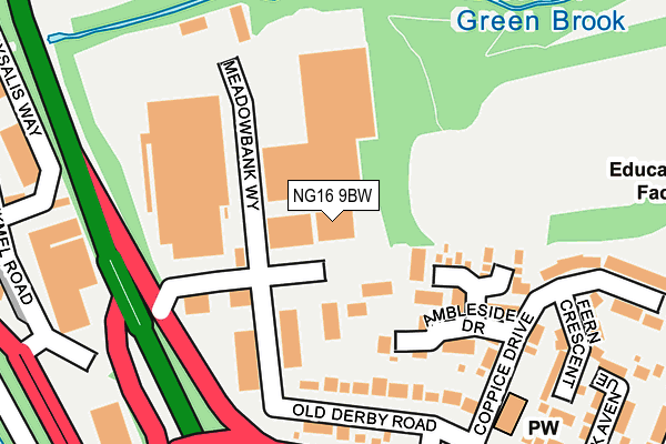 NG16 9BW map - OS OpenMap – Local (Ordnance Survey)