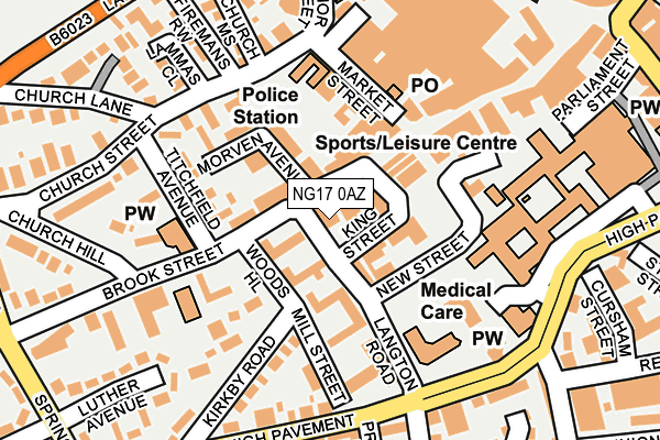 NG17 0AZ map - OS OpenMap – Local (Ordnance Survey)