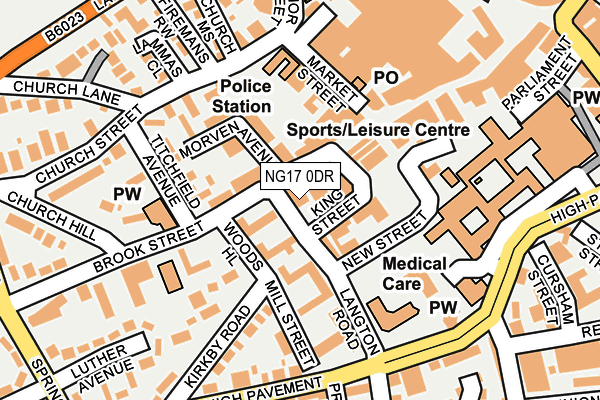 NG17 0DR map - OS OpenMap – Local (Ordnance Survey)