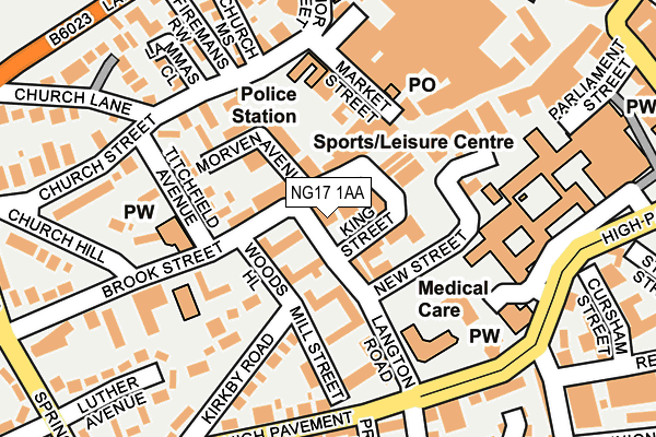 NG17 1AA map - OS OpenMap – Local (Ordnance Survey)