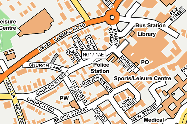 NG17 1AE map - OS OpenMap – Local (Ordnance Survey)