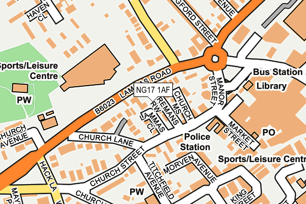 NG17 1AF map - OS OpenMap – Local (Ordnance Survey)