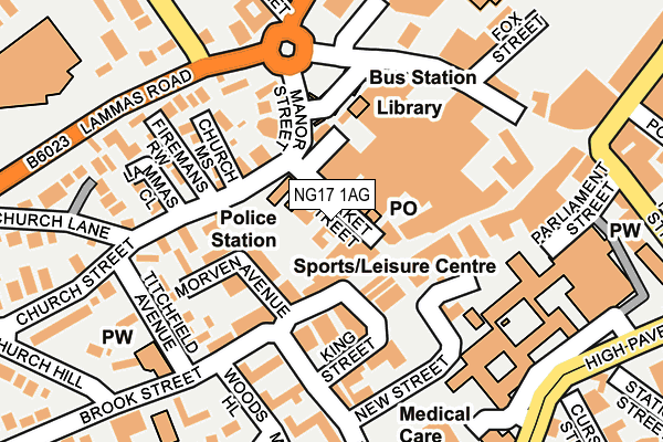 NG17 1AG map - OS OpenMap – Local (Ordnance Survey)