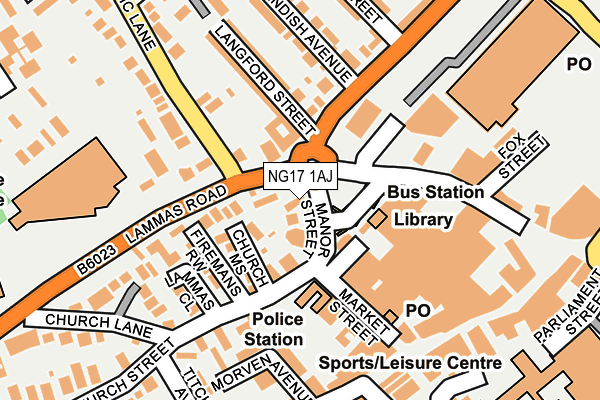 NG17 1AJ map - OS OpenMap – Local (Ordnance Survey)