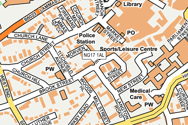 NG17 1AL map - OS OpenMap – Local (Ordnance Survey)
