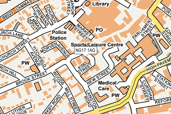 NG17 1AQ map - OS OpenMap – Local (Ordnance Survey)