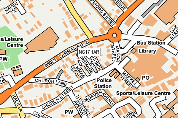 NG17 1AR map - OS OpenMap – Local (Ordnance Survey)