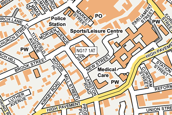 NG17 1AT map - OS OpenMap – Local (Ordnance Survey)