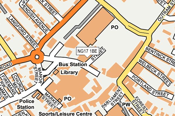 NG17 1BE map - OS OpenMap – Local (Ordnance Survey)