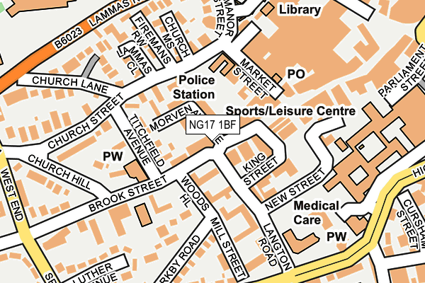 NG17 1BF map - OS OpenMap – Local (Ordnance Survey)
