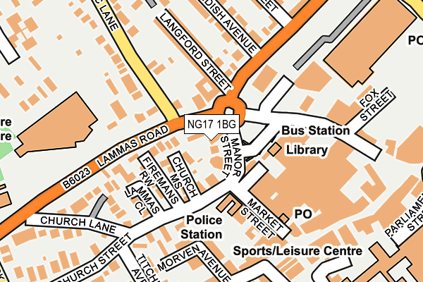 NG17 1BG map - OS OpenMap – Local (Ordnance Survey)