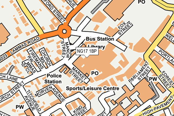 NG17 1BP map - OS OpenMap – Local (Ordnance Survey)
