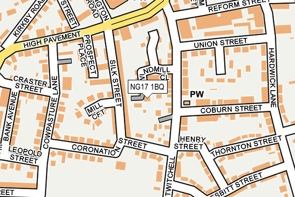 NG17 1BQ map - OS OpenMap – Local (Ordnance Survey)