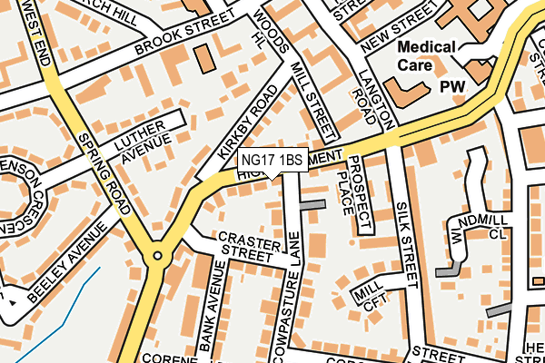 NG17 1BS map - OS OpenMap – Local (Ordnance Survey)