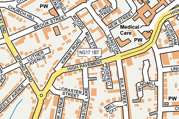 NG17 1BT map - OS OpenMap – Local (Ordnance Survey)